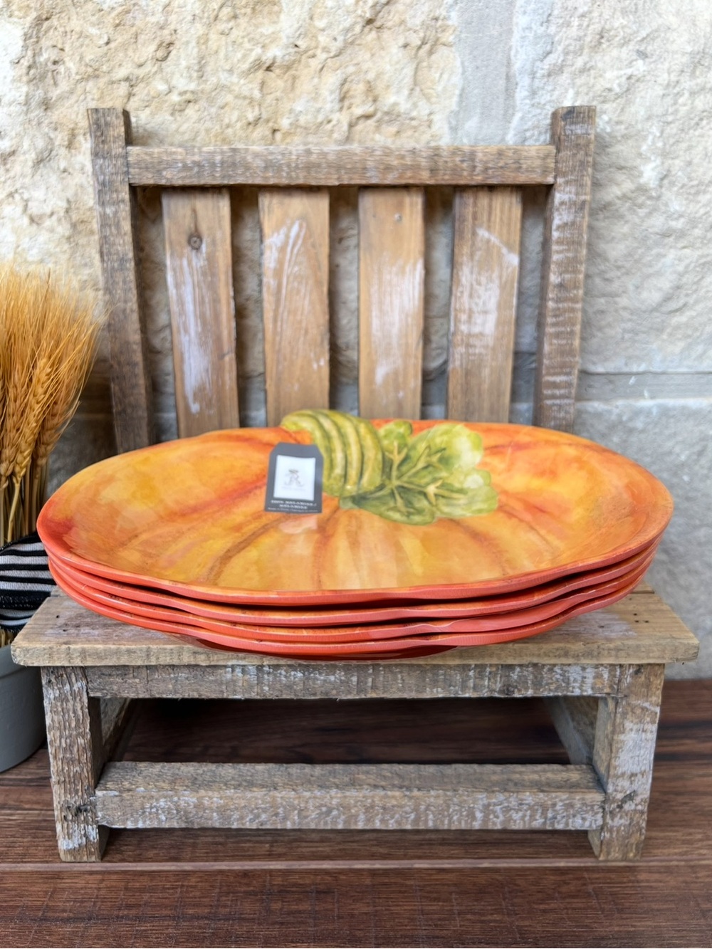 🆕 Rachel Ashwell | Set of 4 Pumpkin Melamine Plates!